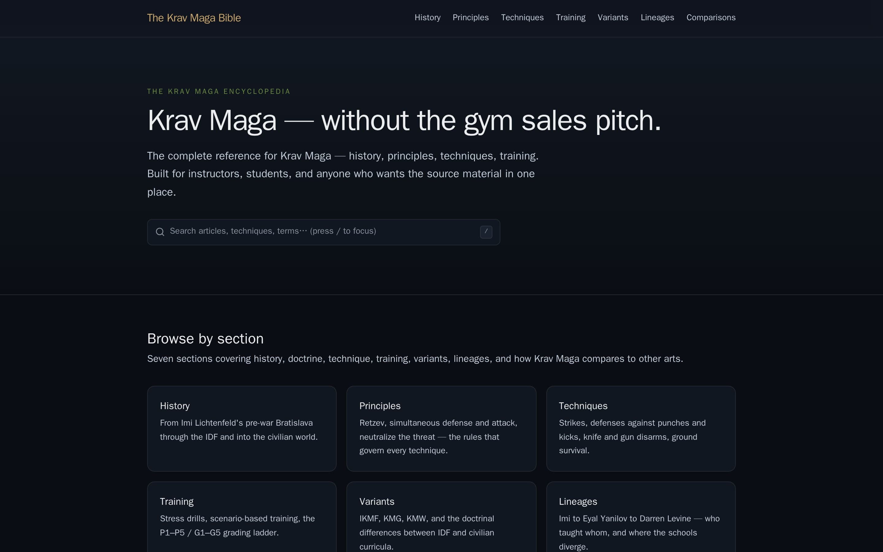 The The Krav Maga Bible homepage