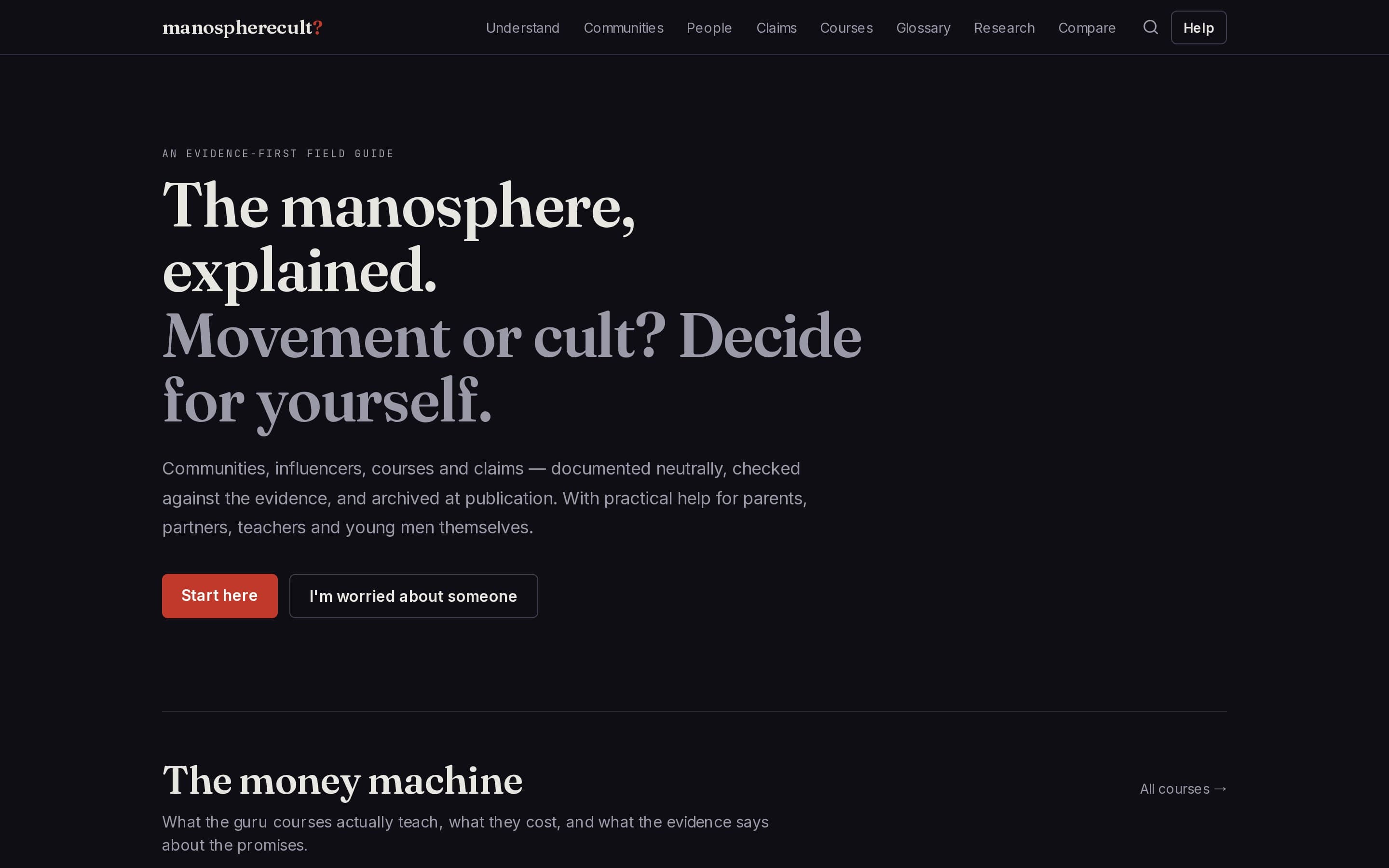 The Manosphere Cult homepage