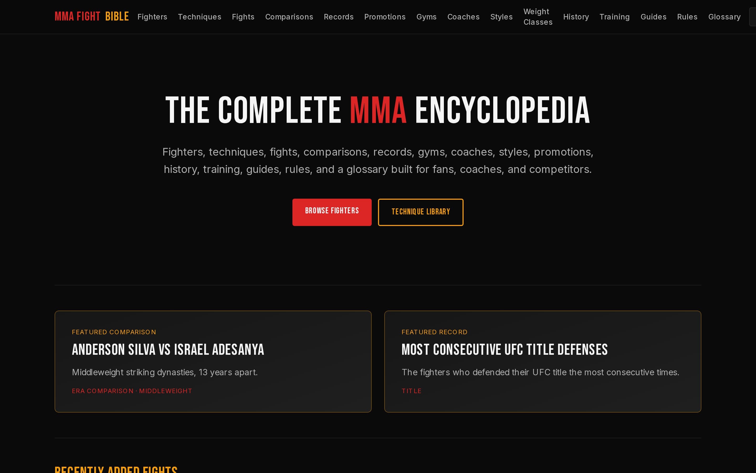 The MMA Fight Bible homepage