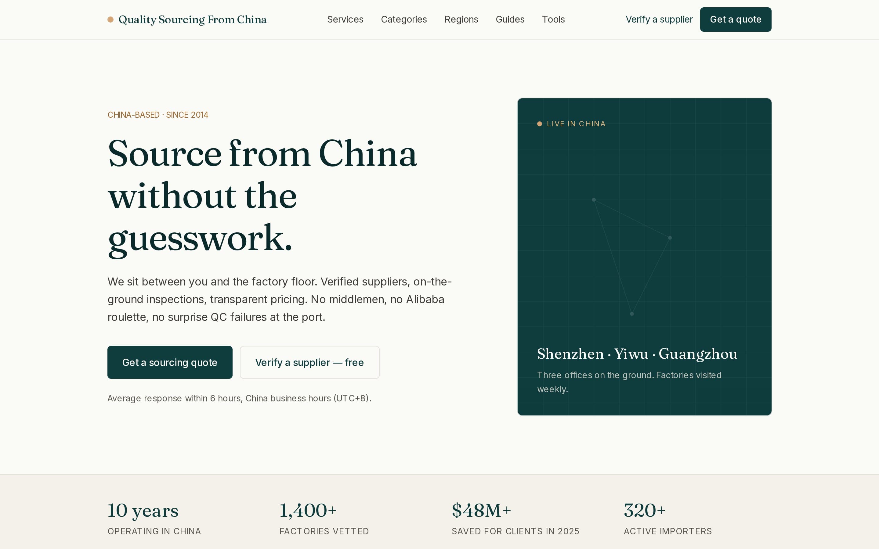 The Quality Sourcing From China homepage