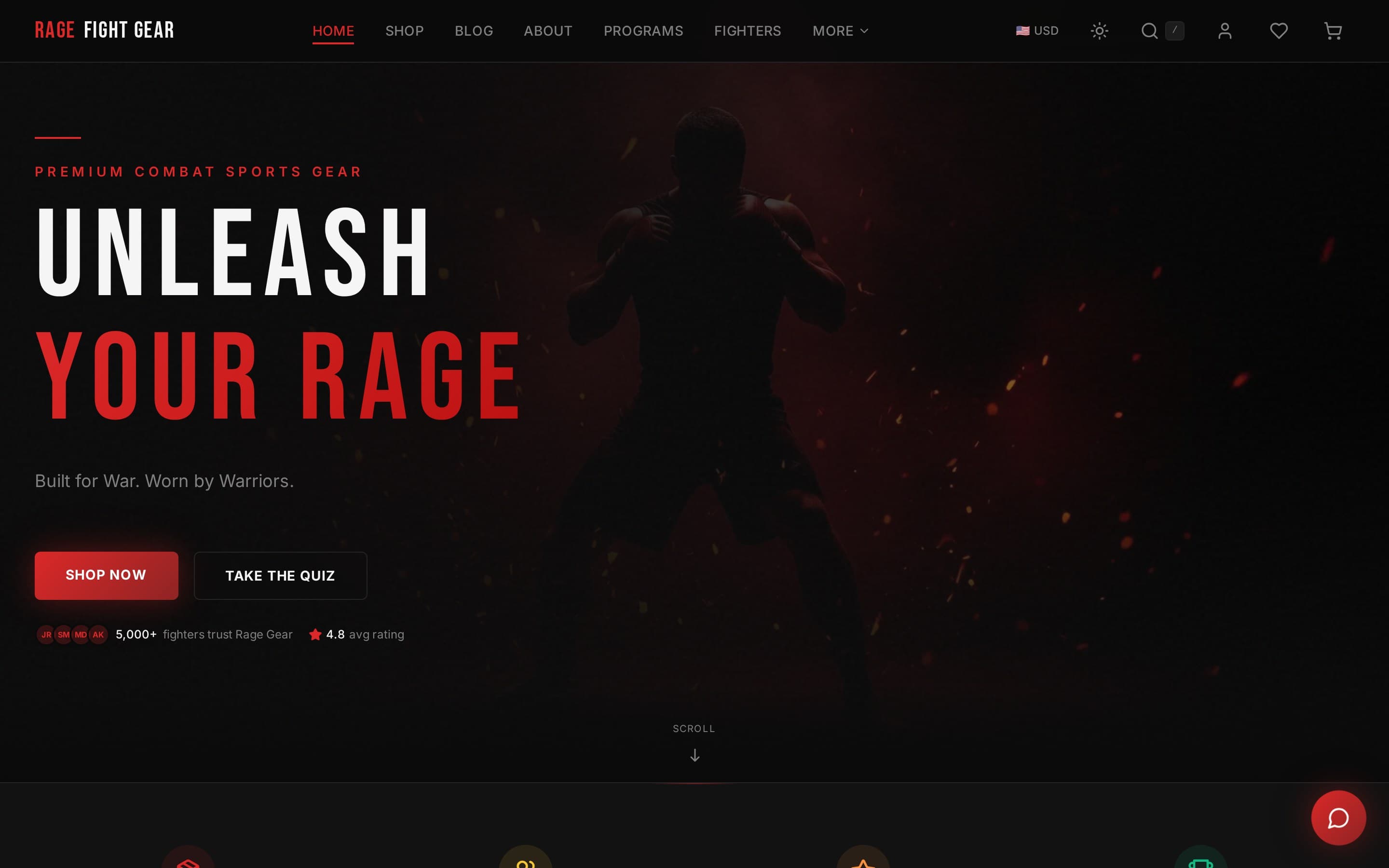 The Rage Fight Gear homepage