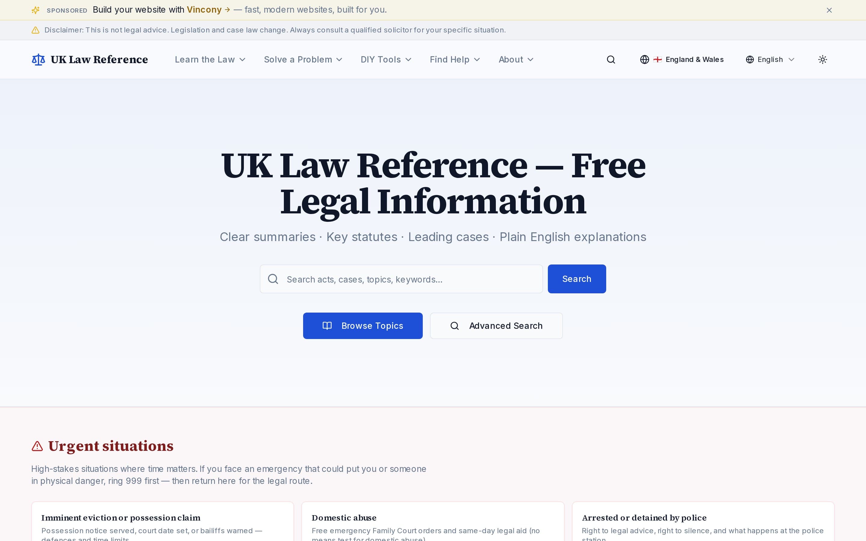 The UK Law Reference homepage