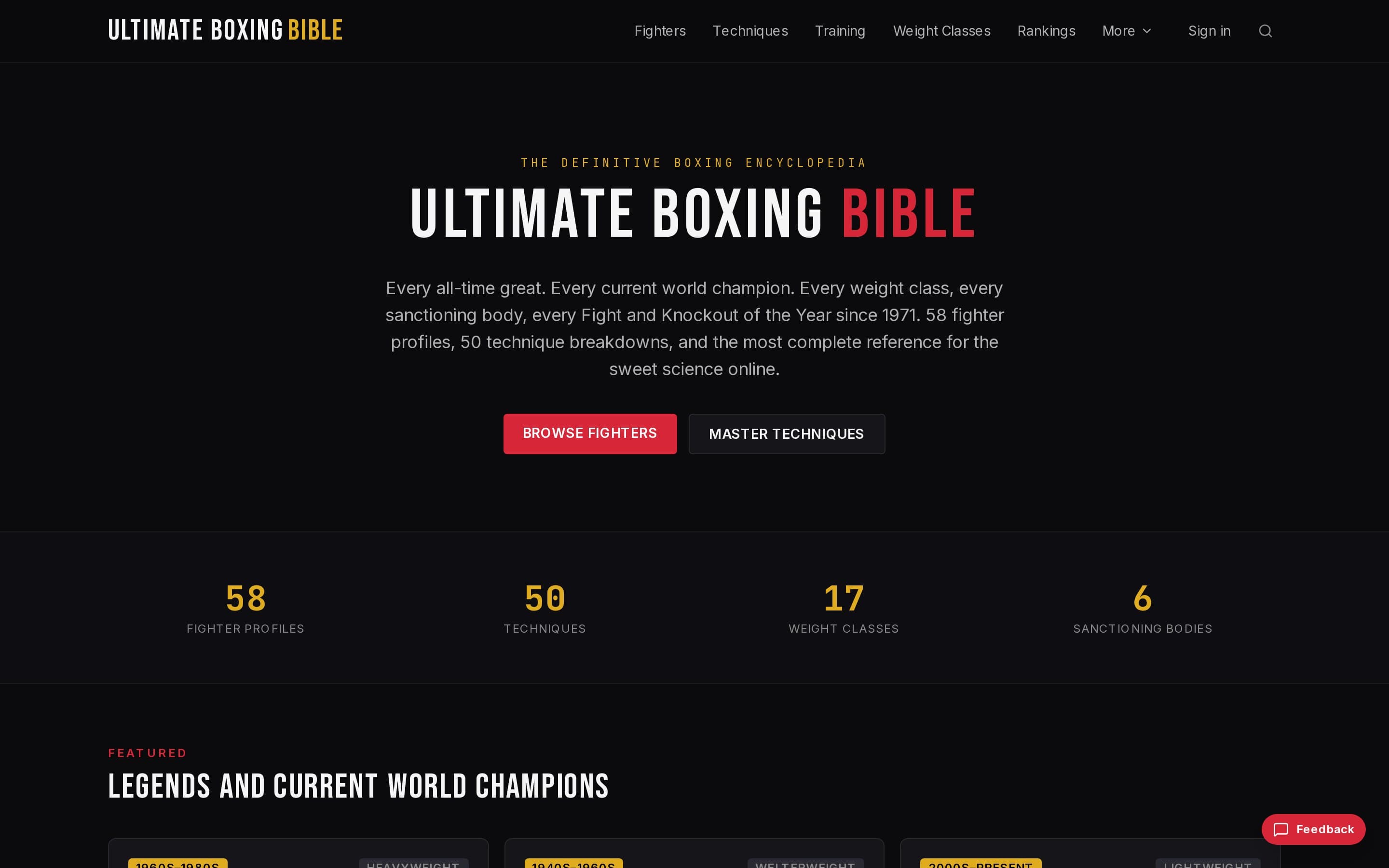 The Ultimate Boxing Bible homepage
